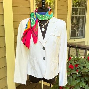 JONES WEAR PETITE Silk and Linen Blazer / Jacket Off White Size 10P